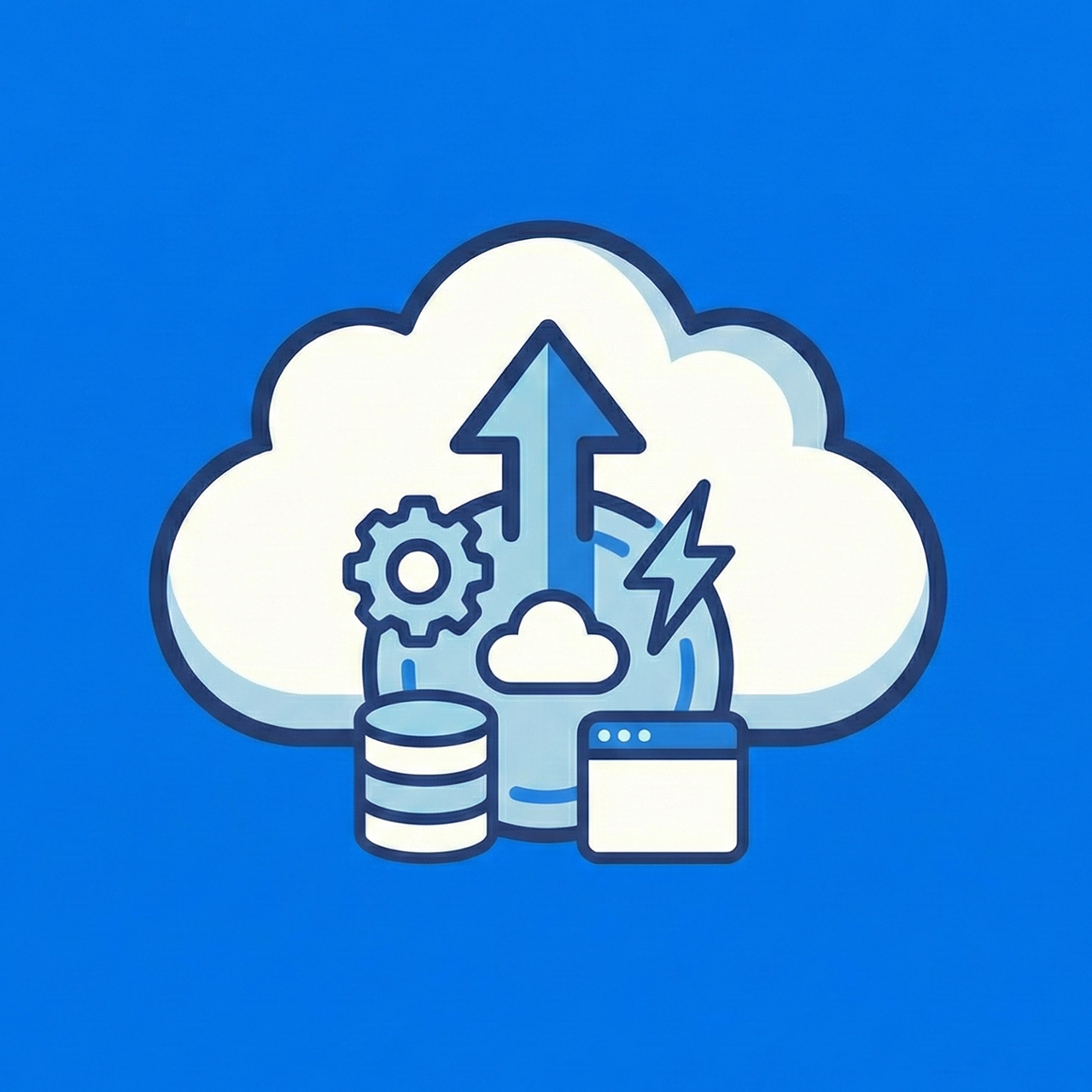 Cloud icon with infrastructure symbols