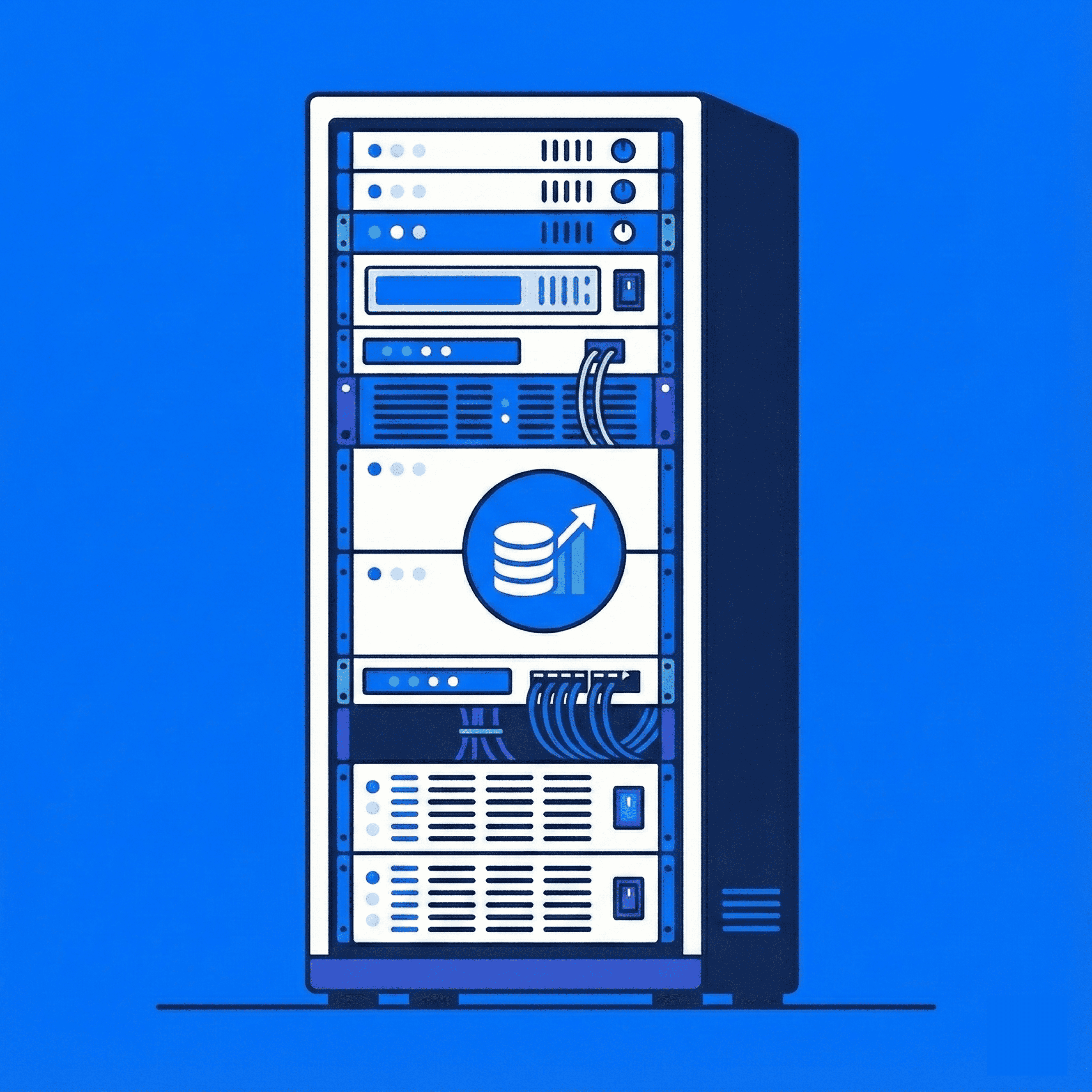 Illustration of a server rack with network cables